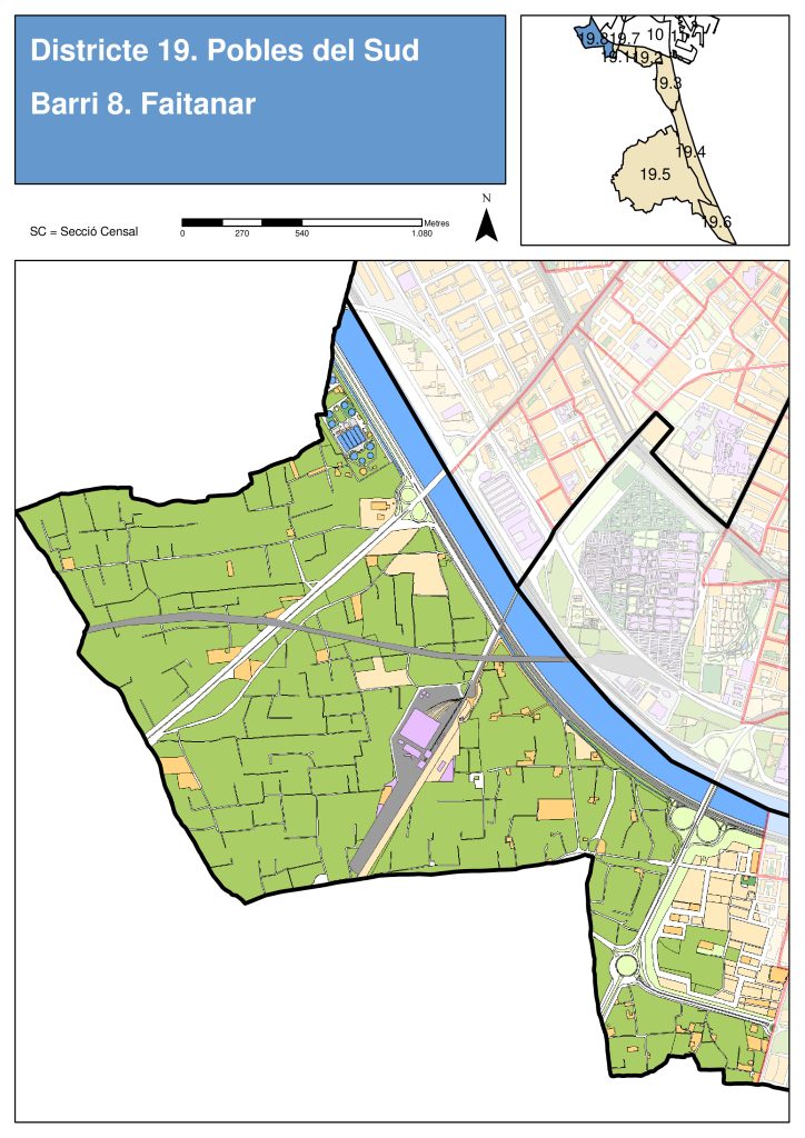 Plano de la pedanía de Faitanar.