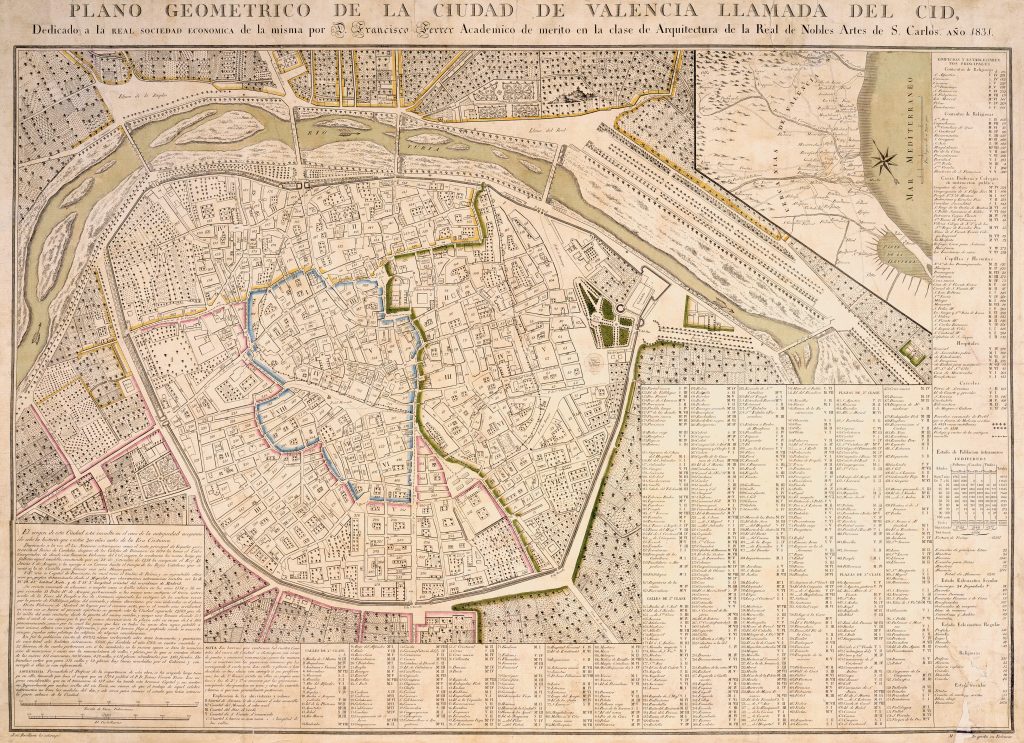 Plano de la ciudad de Valencia 1831.