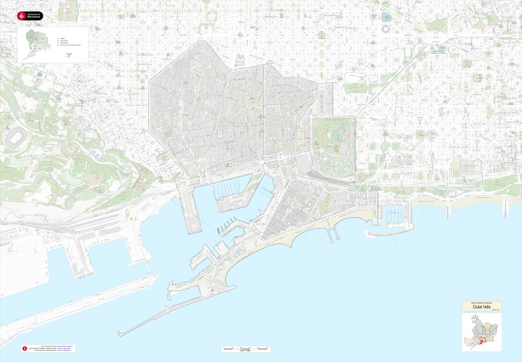 Plano del distrito de Ciudad Vieja (Barcelona).