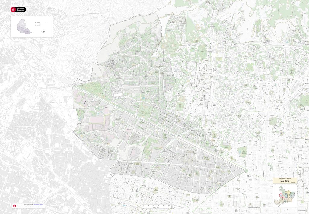 Plano del distrito de Les Corts (Barcelona).