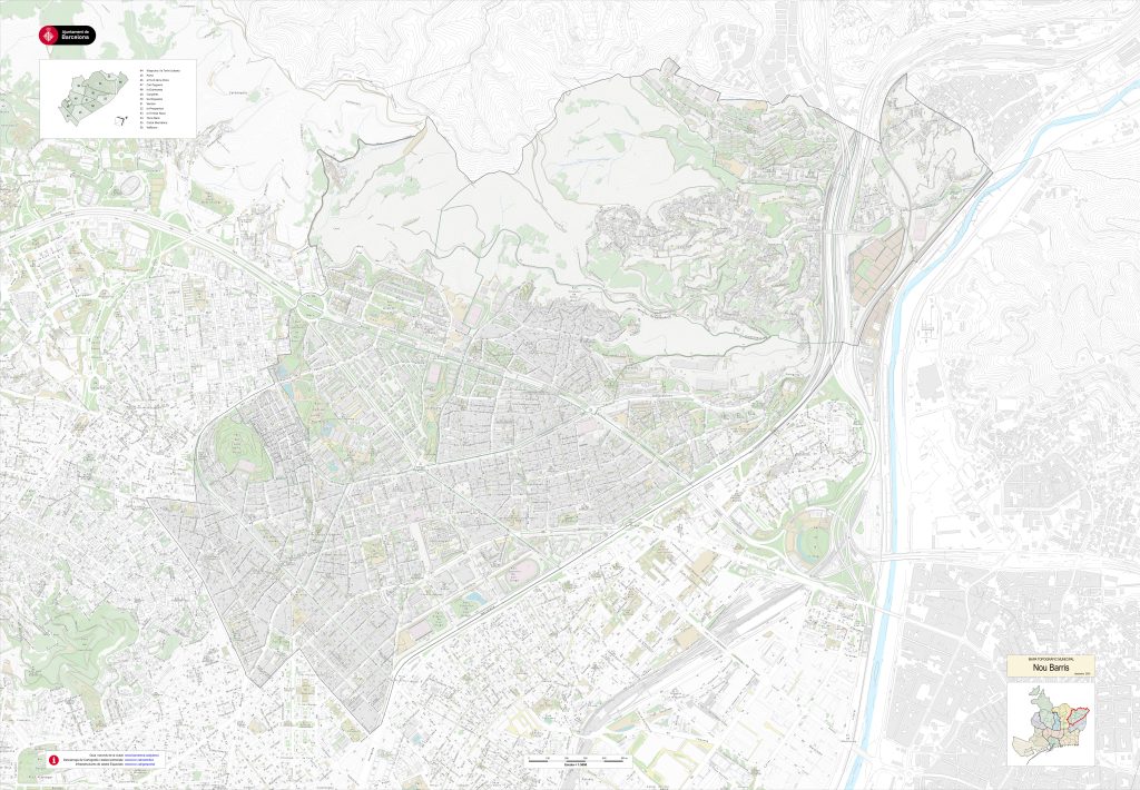 Plano del distrito de Nou Barris (Barcelona).