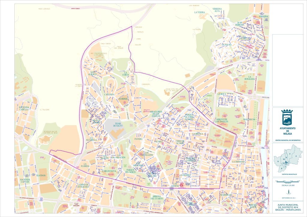Plano del distrito Bailén-Miraflores (Málaga).