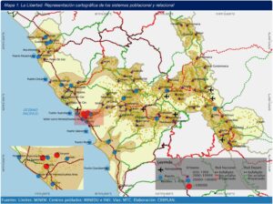 Mapa de los centros poblados y población en el departamento de La Libertad.
