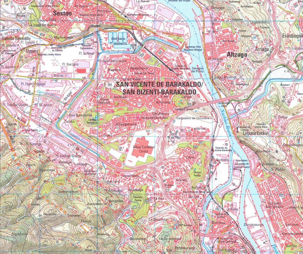 Mapa de accesos por carretera a Baracaldo.