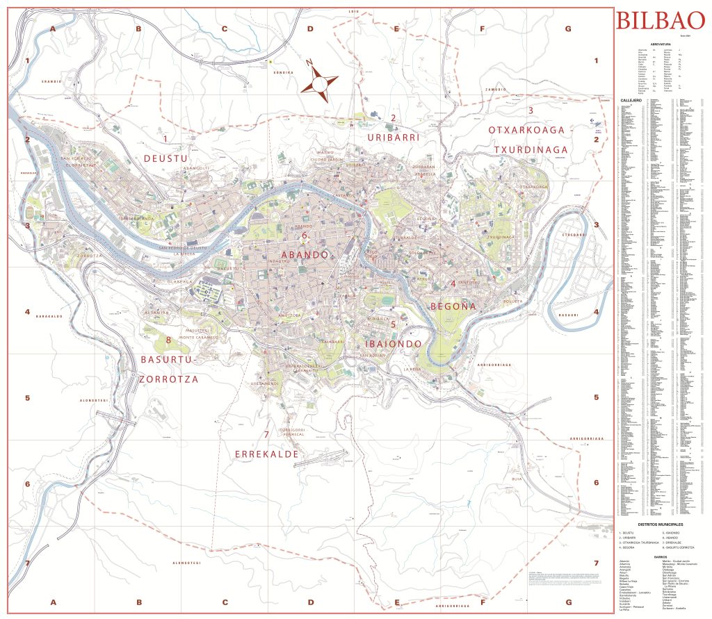 Mapa de la ciudad de Bilbao.