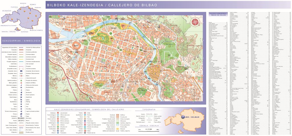 Plano del centro urbano de Bilbao.