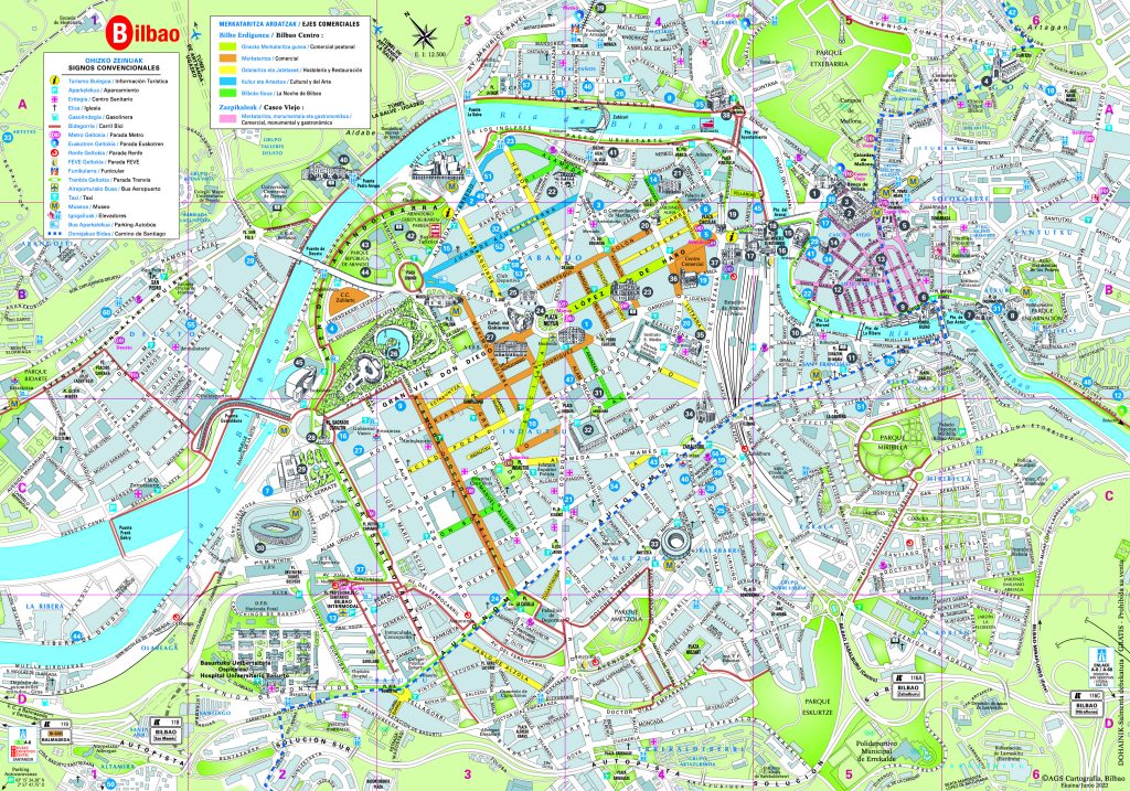 Plano turístico de la ciudad de Bilbao.