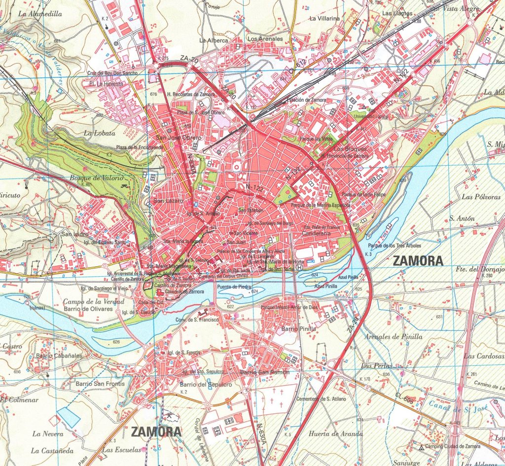 Mapa de accesos por carretera a Zamora.
