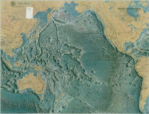 Mapa del fondo del océano Pacífico.