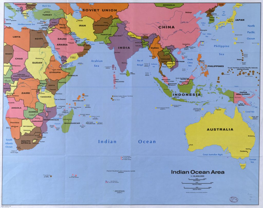 Mapa del océano Índico.