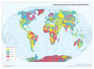 Mapa geológico de las áreas continentales.