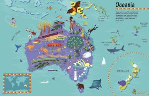 Mapa turístico pictórico de Oceanía