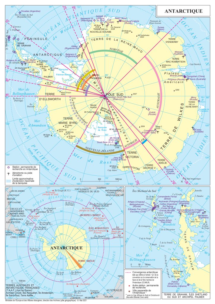 Mapa de la Antártida.