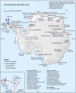 Estaciones de investigación en la Antártida.
