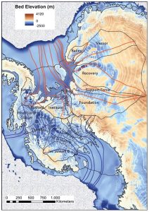 Principales cuencas de corrientes de hielo de la Antártida occidental.