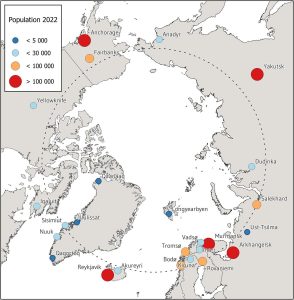 Centros de población del Ártico.