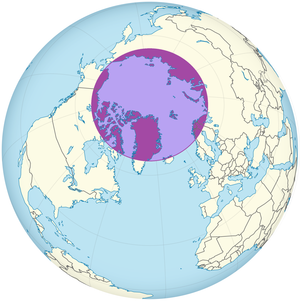 Mapa de ubicación del Ártico.