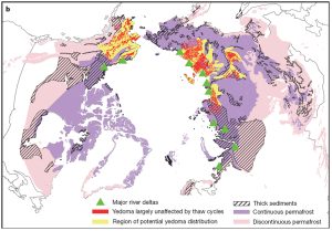 Mapa de la zona de permafrost circumpolar del norte