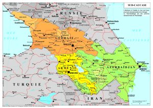 Mapa del Cáucaso meridional o Transcaucasia.