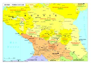 Mapa del Cáucaso septentrional o Ciscaucasia.