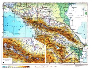 Mapa físico del Cáucaso