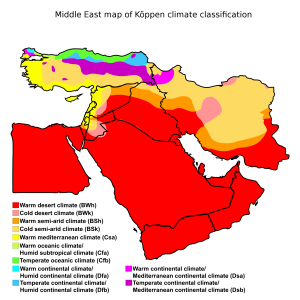 Mapa climático de Oriente Medio