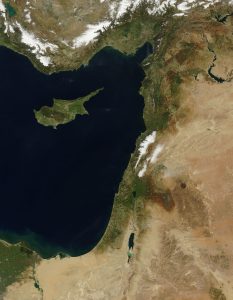 El sudeste del Mediterráneo desde el espacio.