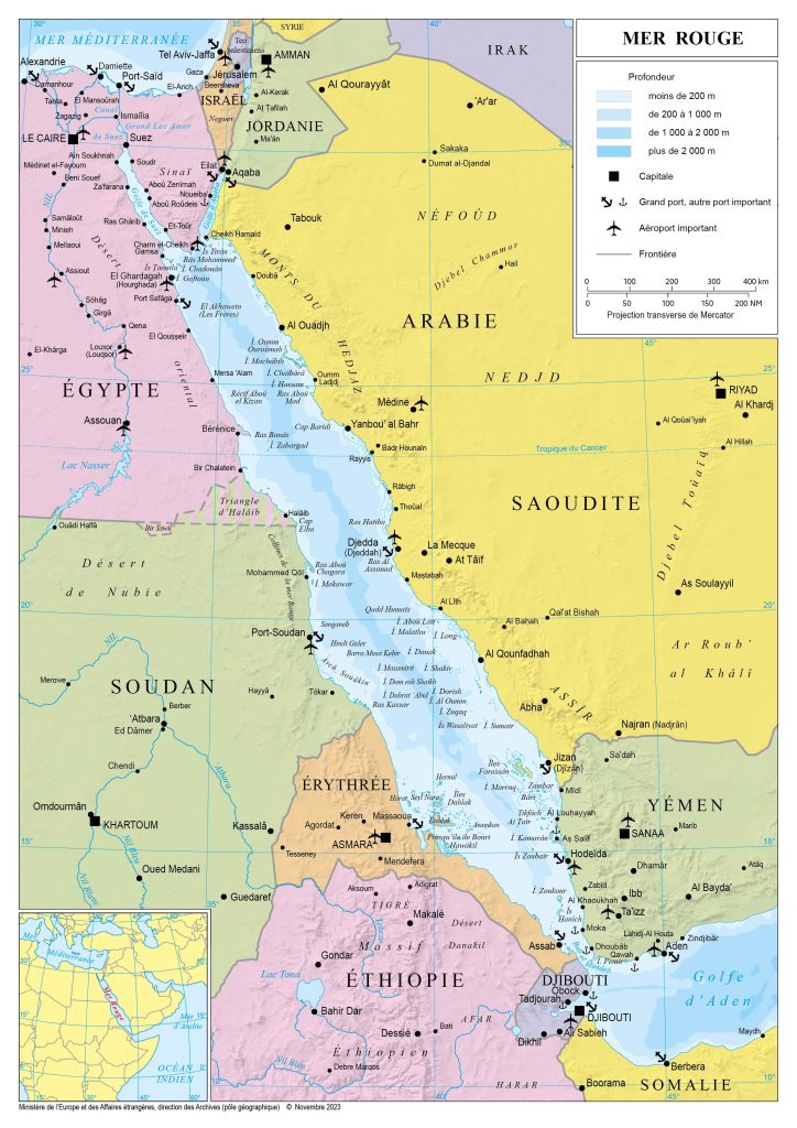 Mapa del mar Rojo.
