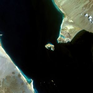 Vista satelital del estrecho de Bab el-Mandeb. Vista satelital del estrecho de Bab el-Mandeb.